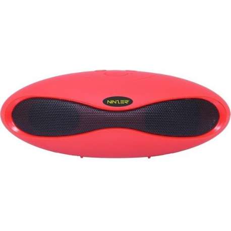 Ninzer® Bluetooth Speaker met micro SD slot, USB poort en radio en ingebouwde microfoon | Rood