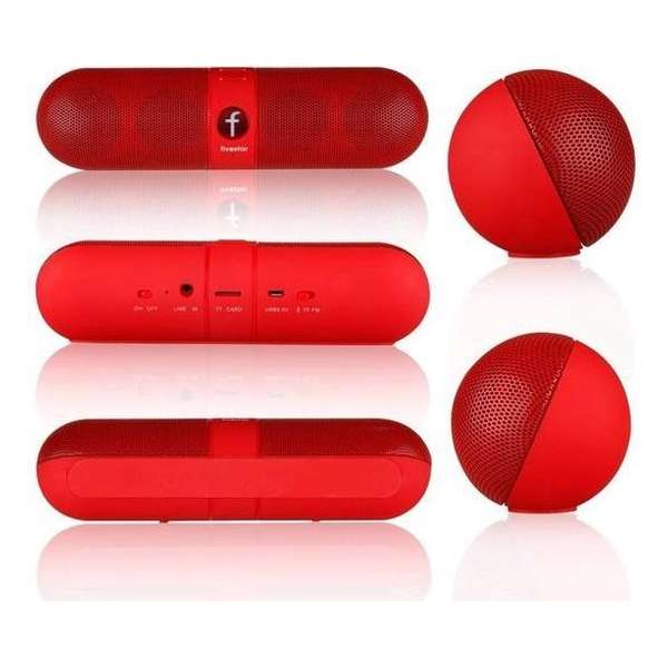 Fivestar Portable Bluetooth Wireless Speaker met TF Card Reader rood