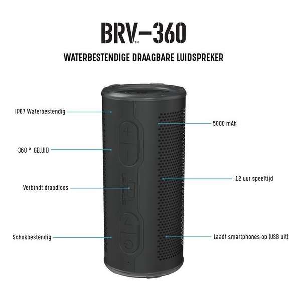 Braven Active BRVFC 360 Graden Sound Speaker - Zilver/Groen