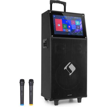 KTV karaokesysteem 15,4" touchdisplay 2UHF mic WiFi BT USB SD HDMI trolley