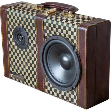 Bluetooth - koffer - decoratie - geruit met leer - vintage