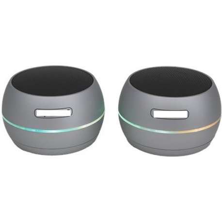 S&C - bluetooth speakers met ledlicht grijs led boxen mini  grijs