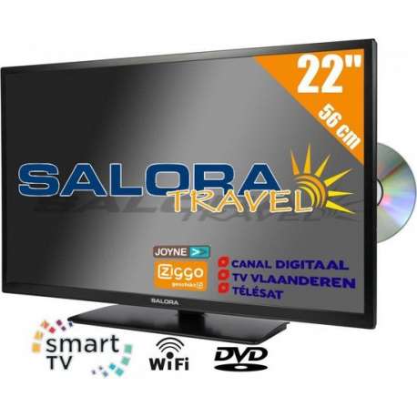 Salora Travel TV 22 inch LED9109CTS2 tv 56 cm (22'') 12 en 230 Volt HD Satelliet Smart Wi-Fi DVD