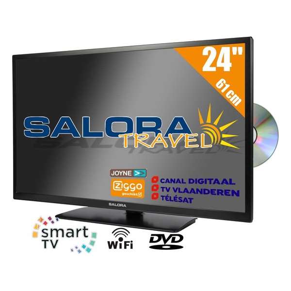 Salora 24LED9109CTS2DVDWIFI - Televisie - LED - HD - 24 Inch - Smart - Ingebouwde DVD speler - 12 Volt - Mobile TV