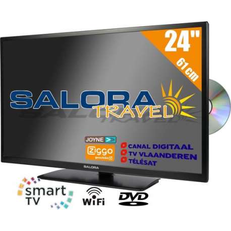 Salora 24LED9109CTS2DVDWIFI - Televisie - LED - HD - 24 Inch - Smart - Ingebouwde DVD speler - 12 Volt - Mobile TV