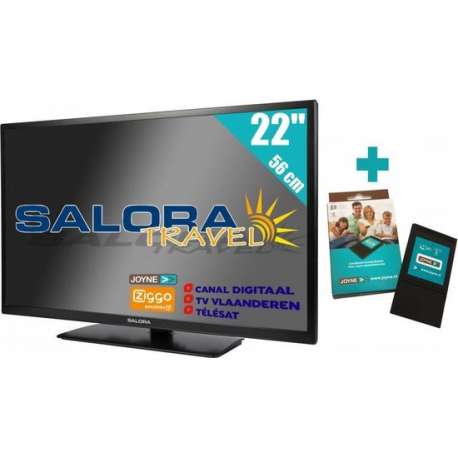 Salora 22" Travel TV 12/230 Volt + Joyne CI + Geprogrammeerd