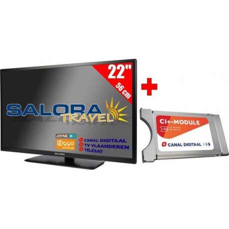 Salora 22" Travel TV 12/230 Volt + CanalDigitaal Cam701