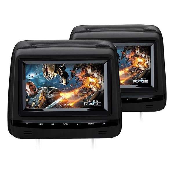 2x 7 inch zwarte hoofdstmonitoren met touchscreen