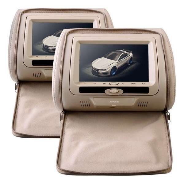 2x 7 inch LCD Beige DVD monitoren