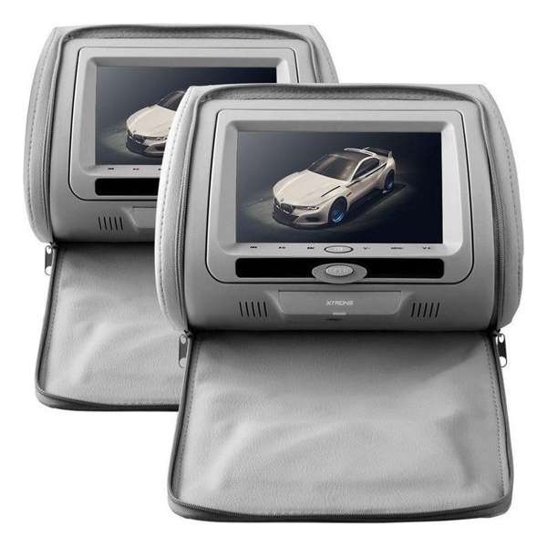 2x 7 inch LCD Grijze DVD monitoren