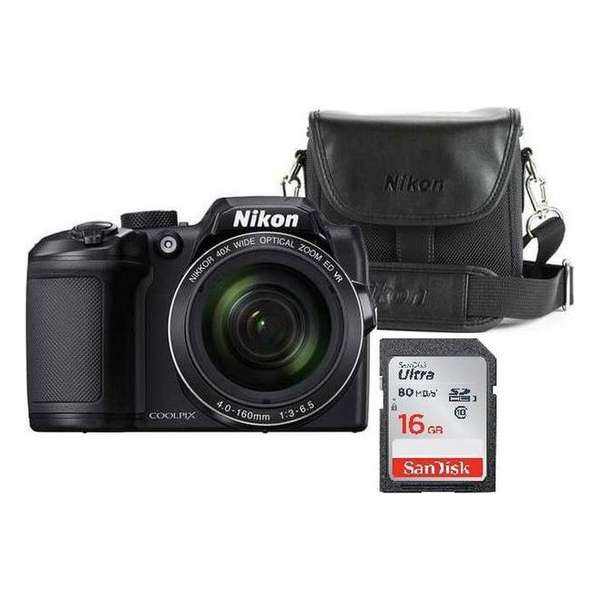 Nikon Coolpix B500 - Zwart - Inclusief cameratas + 16GB SD-kaart