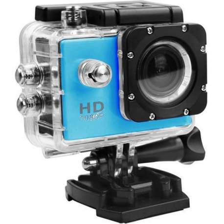 Action camera waterdicht, dash cam, full HD 1080p - blauw