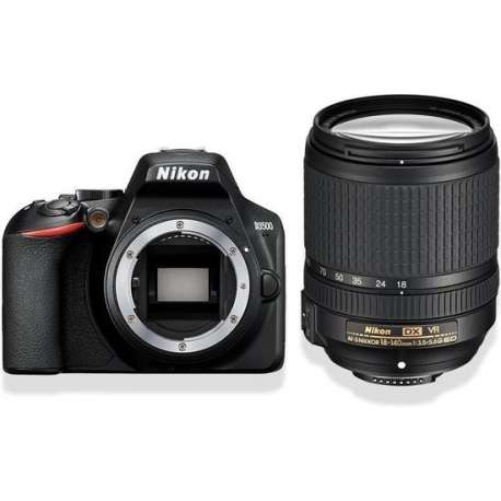 Nikon D3500 + AF-S DX 18-140 VR SLR camerakit 24,2 MP CMOS 6000 x 4000 Pixels Zwart