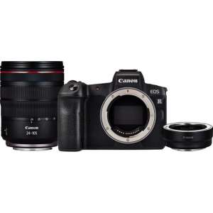 Canon EOS R + RF 24-105mm f/4L IS USM + EF-EOS R Mount Adapter - Zwart