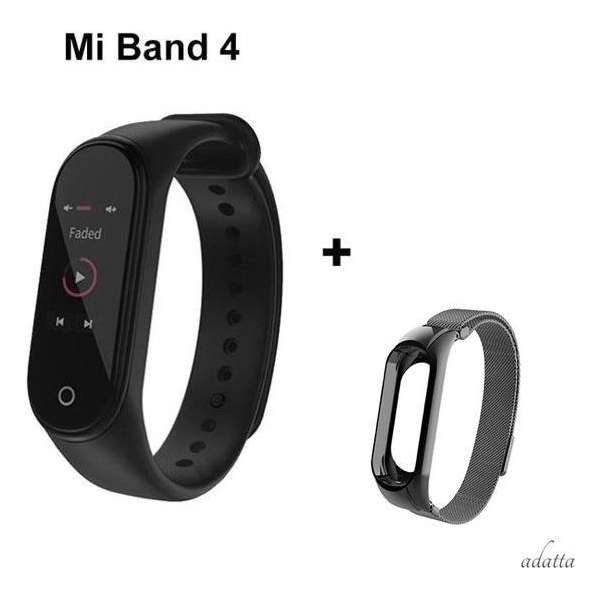 Xiaomi Mi Band 4 + Adatta Milianese loop bandje - Zwart