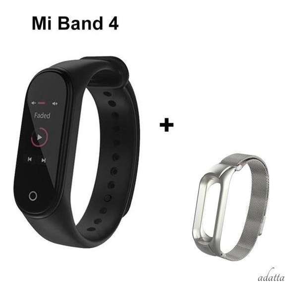 Xiaomi Mi Band 4 + Adatta Milianese loop bandje - Zilver