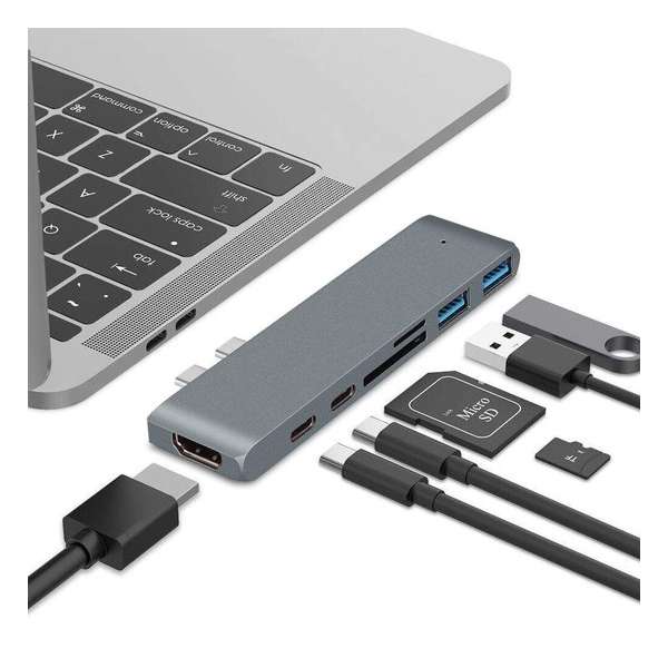 MacBook Pro Dock X met HDMI 4K, USB 3.0, USB-C, SD kaartlezers - Docking Station - Space Gray