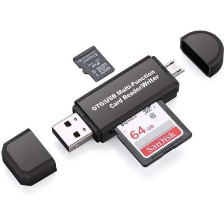 Card Reader 4 in 1 Micro USB naar USB , SD en micro SD kaart reader