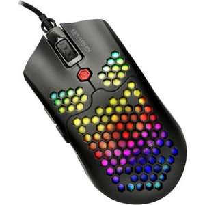 Honeycomb Gaming Muis - Stille Game Muis - 800 TOT 12.000 DPI - RGB verlichting - 7 Knoppen - Licht gewicht