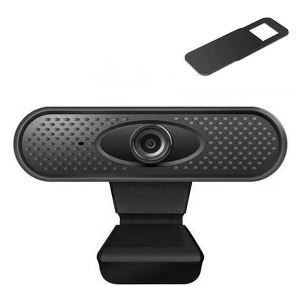 Webcam HD (met Cover) - Op computer - Webcam voor pc - Webcamera - Vergaderen - Werk & Thuis - USB - Microfoon - Windows & Mac