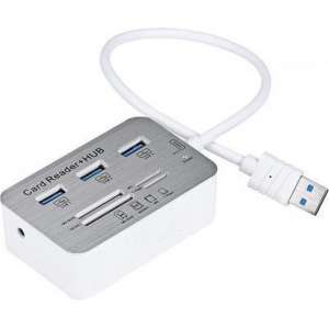 Aluminium USB 3.0 Hub Splitter & Geheugenkaartlezer - MMC/TF/Micro SD Kaart Reader