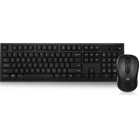 Ewent Draadloos toetsenbord en muis, USB,Qwerty, Zwart EW3193