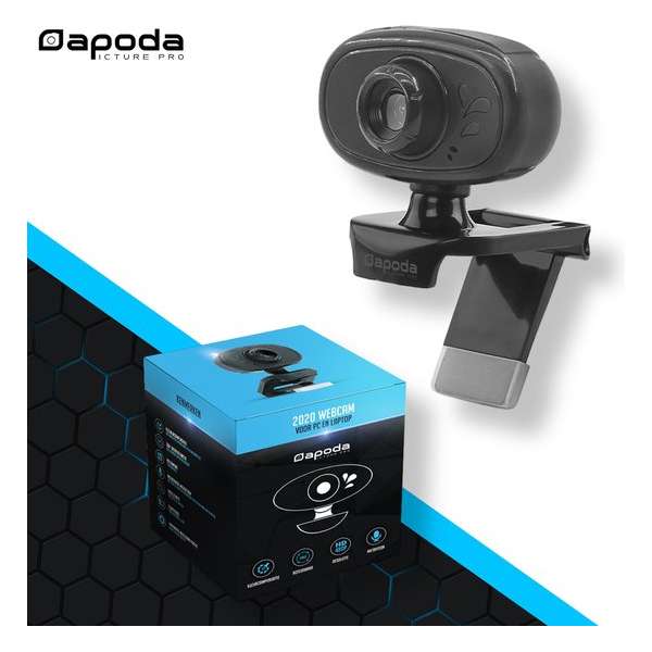 Dapoda® HD Webcam voor pc met microfoon – Webcamera met USB – Camera – Windows en Mac - Zwart