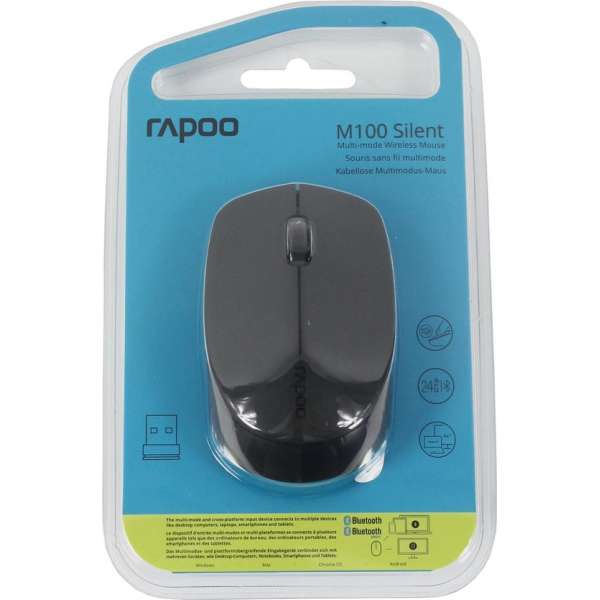 Rapoo M100 muis RF draadloos + Bluetooth 1300 DPI Ambidextrous