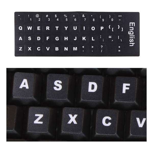 toetsenbord Film Cover Independent Paste English toetsenbord Stickers voor Laptop Notebook Computer toetsenbord(zwart)