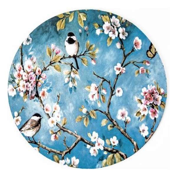 Moodadventures | Muismatten | Muismat Rond Turquoise Birds | Rubber | 20 x 20