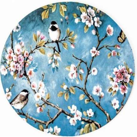 Moodadventures | Muismatten | Muismat Rond Turquoise Birds | Rubber | 20 x 20