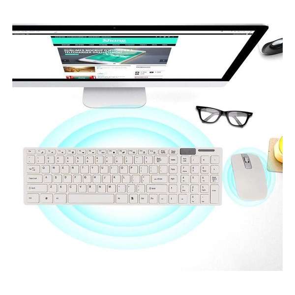Draadloos toetsenbord en muis, K-06 2,4 GHz draadloze toetsenbord en muis voor desktop pc, laptop, smart tv