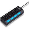 LOUZIR 4 Poort Multi USB 2.0 Hub Splitter Verdeler Switch - Voor Laptop / Apple Mac / Macbook & Windows - Met LED Verlichting