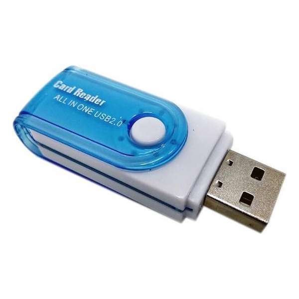 Multifunctionele USB Kaartlezer 4 in 1 USB 2.0 M2 SD SDHC SD TF Geheugenkaart Smart Reader - Blauw