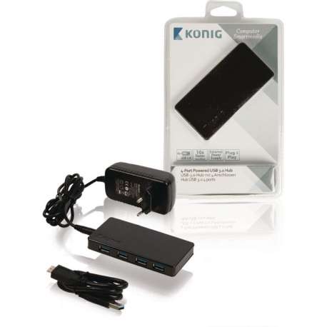 Konig 4-poorts USB hub met voeding - USB3.0