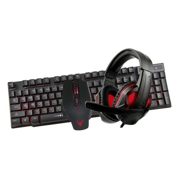 PLATINET VARR GAMING VG4IN1SET01 4-in-1 gaming starterskit met verlichting incl. US layout keyboard, headset, muis en muismat