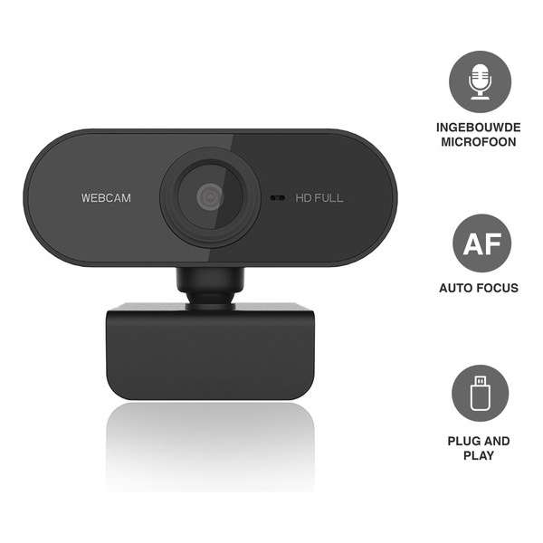 Full HD Webcam - 1080p - Microfoon - USB - Zwart