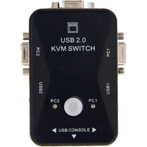 KVM-21UA 2 ports USB KVM Switch Box met controleknop voor PC toetsenbord muis Monitor(zwart)
