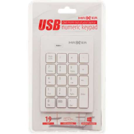 Numeriek USB Toetsenbord - 19 toetsen - MaxXter - Wit