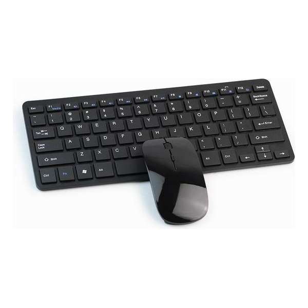 2.4G Draadloze Muis en Toetsenbord Set - Wireless Qwerty Keyboard en Mouse - Zwart