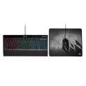 Corsair 3 in 1 Gaming Bundel met Toetsenbord, Muis en Muismat - Qwerty - zwart