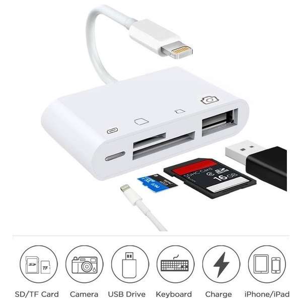 Camera connection kit 4 in 1 voor de iPad met lightning aansluiting - USB ingang