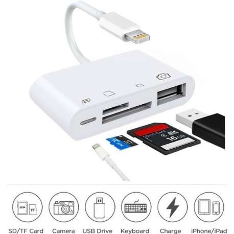 Camera connection kit 4 in 1 voor de iPad met lightning aansluiting - USB ingang