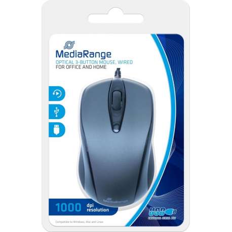 MediaRange MROS201 muis USB Type-A Optisch 1000 DPI Ambidextrous