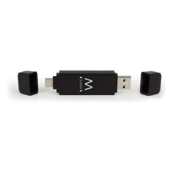 Ewent EW1075 USB 3.0 (3.1 Gen 1) Type-A/Type-C Zwart geheugenkaartlezer