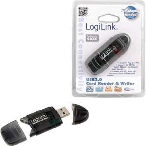 LogiLink Cardreader USB 2.0 Stick external for SD/MMC USB 2.0 Zwart geheugenkaartlezer