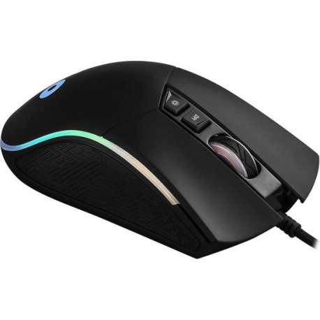 NÖRDIC GAME-N1042 RGB USB gaming muis, 7 LED kleuren, 6400 DPI, Bedraad, zwart