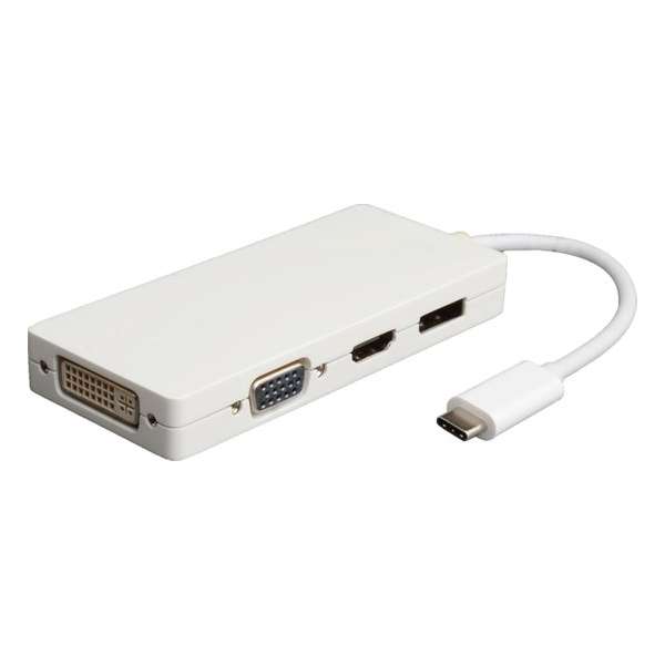 NÖRDIC DOCK-108 USB-C Dockingstation naar HDMI / DisplayPort 4K, VGA / DVI 1080p, DP Alt-modus, Wit