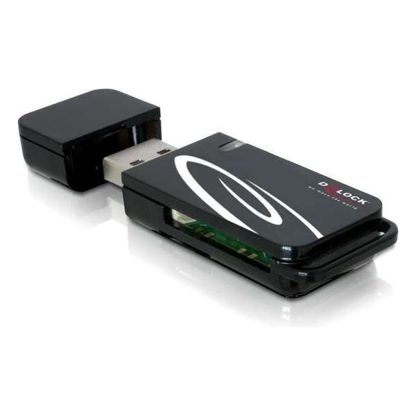 DeLOCK USB Cardreader met USB-A connector en 2 kaartsleuven - voor (Micro) SD/SDHC/SDXC/MMC/TF - USB2.0
