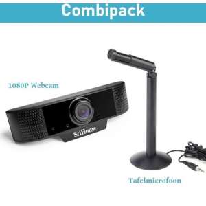 FullHD 1080P Webcam met Microfoon voor PC & Laptop. USB Camera met tafelmicrofoon Combipack